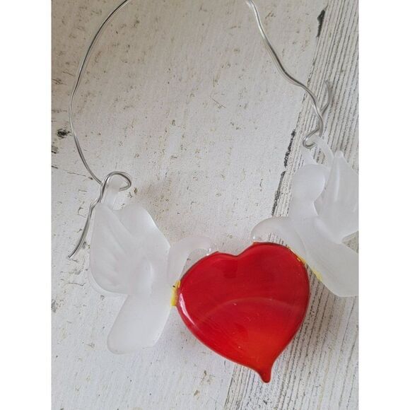Dove heart mistletoe ornament Xmas decor bird Frost - Picture 6 of 6